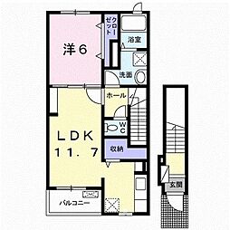クラール仏生山B 1LDKの間取図画像