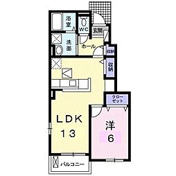 クラール元山B 1LDKの間取図画像