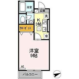 サンライク 1Kの間取図画像