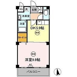 グランツ屋島3 1DKの間取図画像