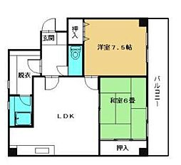 アメニティ木太 2LDKの間取図画像