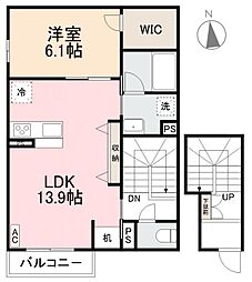 高松市伏石町アパート 1LDKの間取図画像