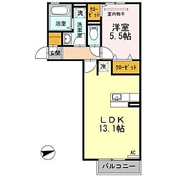 エストヴィアーレ 1LDKの間取図画像