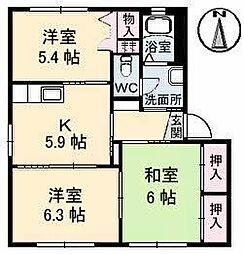 ドリームハイツKEN1 3Kの間取図画像