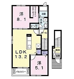 ブラウン窓香 2LDKの間取図画像