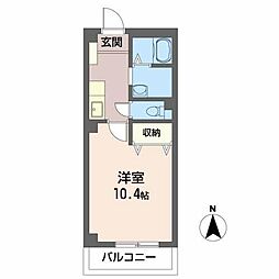 ロータス伏石 1Kの間取図画像