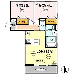 エポックハイツ屋島 2LDKの間取図画像