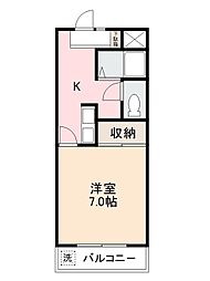 コーポジュネ3 1Kの間取図画像