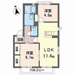 YMハイツC 2LDKの間取図画像