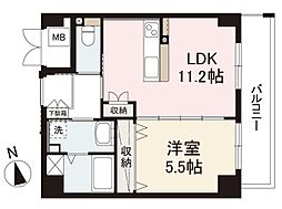 グリンアイル仏生山 1LDKの間取図画像
