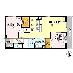 高松市木太町アパート 2LDKの間取図画像