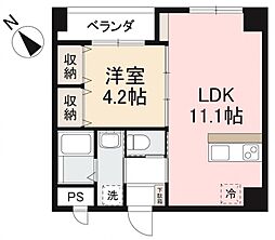 アルト栗林公園 1LDKの間取図画像