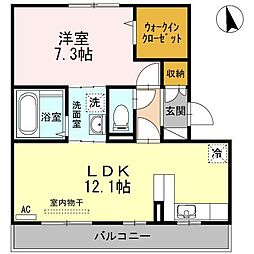 ハイツ田中3 1LDKの間取図画像