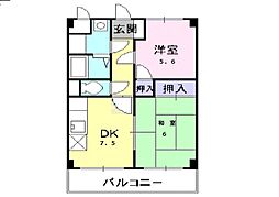 ハイツ山下 2DKの間取図画像