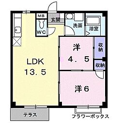 エルディム藤村B 2LDKの間取図画像