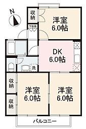 セジュール円座A 3DKの間取図画像