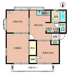 サンライズ太田 3DKの間取図画像