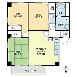 フォブールタウン成合D 3DKの間取図画像