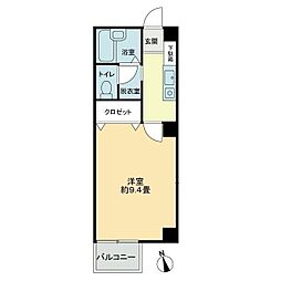 フォブールHINATA 1Kの間取図画像