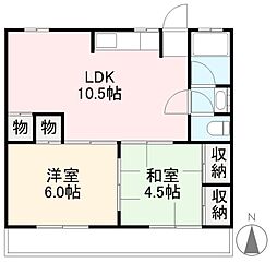 ヴェルヴィル木太 2LDKの間取図画像