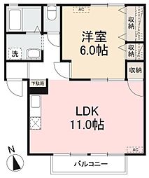 アルカディア屋島A 1LDKの間取図画像