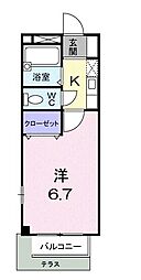 サンミュール木太 1Kの間取図画像