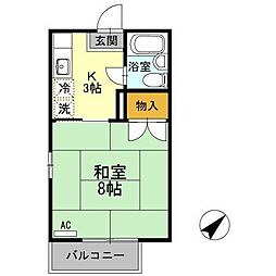メゾンU 1Kの間取図画像