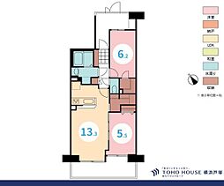プランヴェール横須賀汐入1号棟 2LDKの間取図画像
