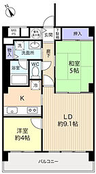 マープル津田沼スカイハイツA棟 2LDKの間取図画像