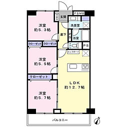 ソフトタウン谷津遊園3号棟 3LDKの間取図画像