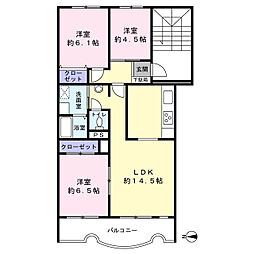 谷津グリーンコープB 3LDKの間取図画像