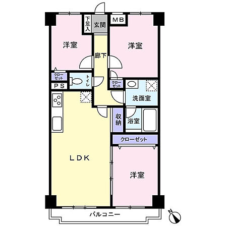 3LDK 間取り