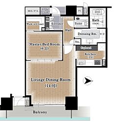 シティタワー大阪 1LDKの間取図画像
