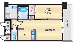 阪急京都本線 南茨木駅 徒歩7分の賃貸マンション 3階1LDKの間取り