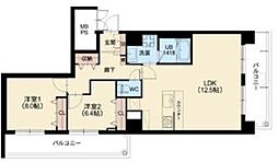 阪急京都本線 南茨木駅 徒歩7分の賃貸マンション 1階2LDKの間取り