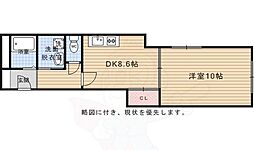 京福電気鉄道北野線 宇多野駅 徒歩15分の賃貸マンション 3階1DKの間取り