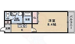 アムールクラガノ 1Kの間取図画像