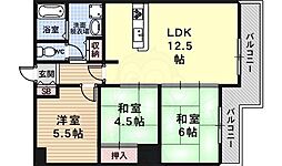 JR山陰本線 嵯峨嵐山駅 徒歩10分の賃貸マンション 3階3LDKの間取り