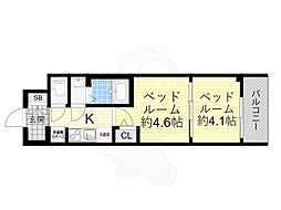 京都市上京区革堂前之町マンション 2Kの間取図画像