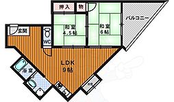 堀川シティハイツ 2LDKの間取図画像