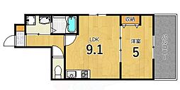 Creare西陣 1LDKの間取図画像