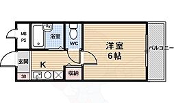 エリーフラッツ 1Kの間取図画像