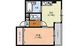グリーンヒル鞍馬口 1DKの間取図画像