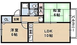 トゥインクル2B棟 2LDKの間取図画像