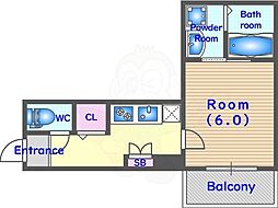 TSUBAKURA 1Kの間取図画像