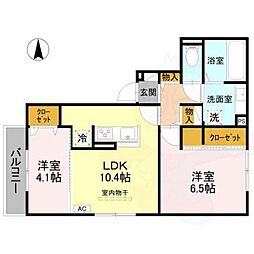 ベルデ北山 2LDKの間取図画像