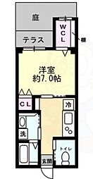 メサヴェルデ太秦 1Kの間取図画像