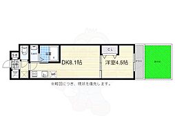 アドバンス京都北大路レフィナード 1DKの間取図画像