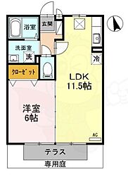 リバーサイド桂川B 1LDKの間取図画像