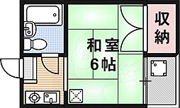 レジデンス志磨 1Kの間取図画像